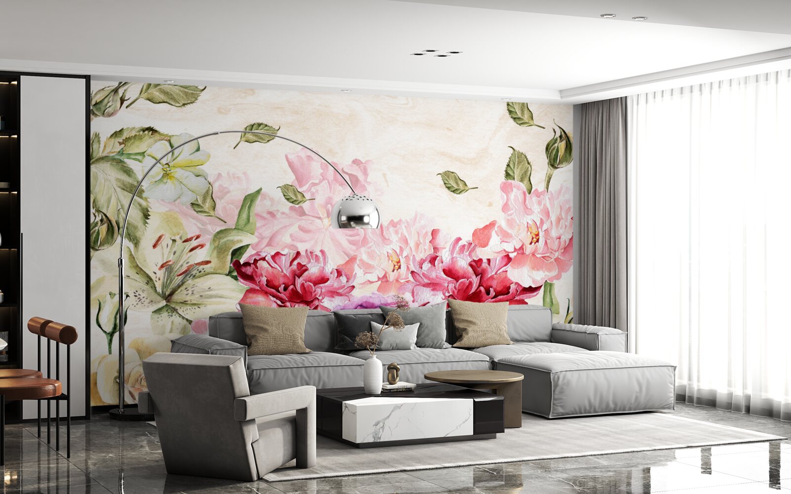 Fotobehang bloemen met rijke en schilderachtige tinten