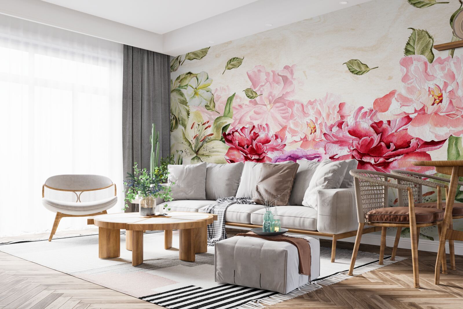 Fotobehang bloemen met rijke en schilderachtige tinten