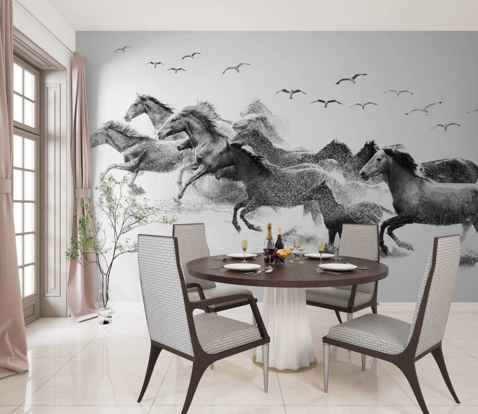 Fotobehang veel galopperende paarden