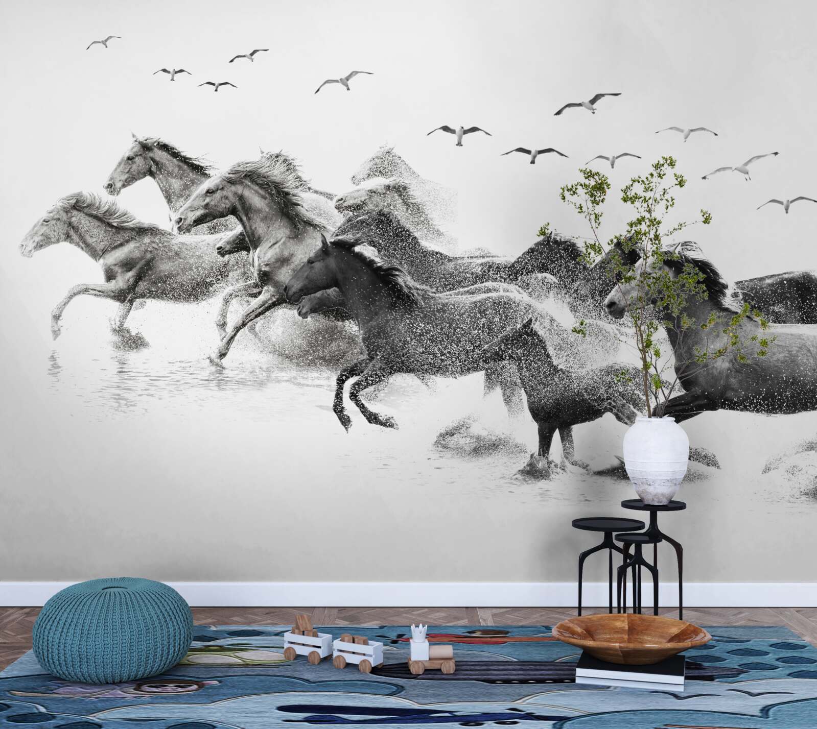 Fotobehang veel galopperende paarden