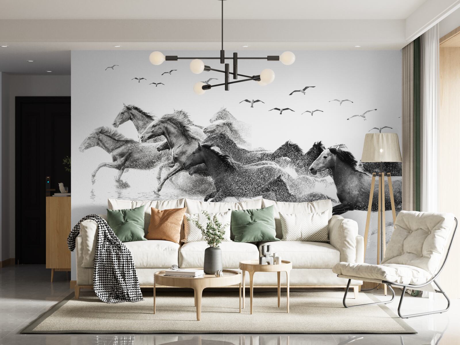 Fotobehang veel galopperende paarden