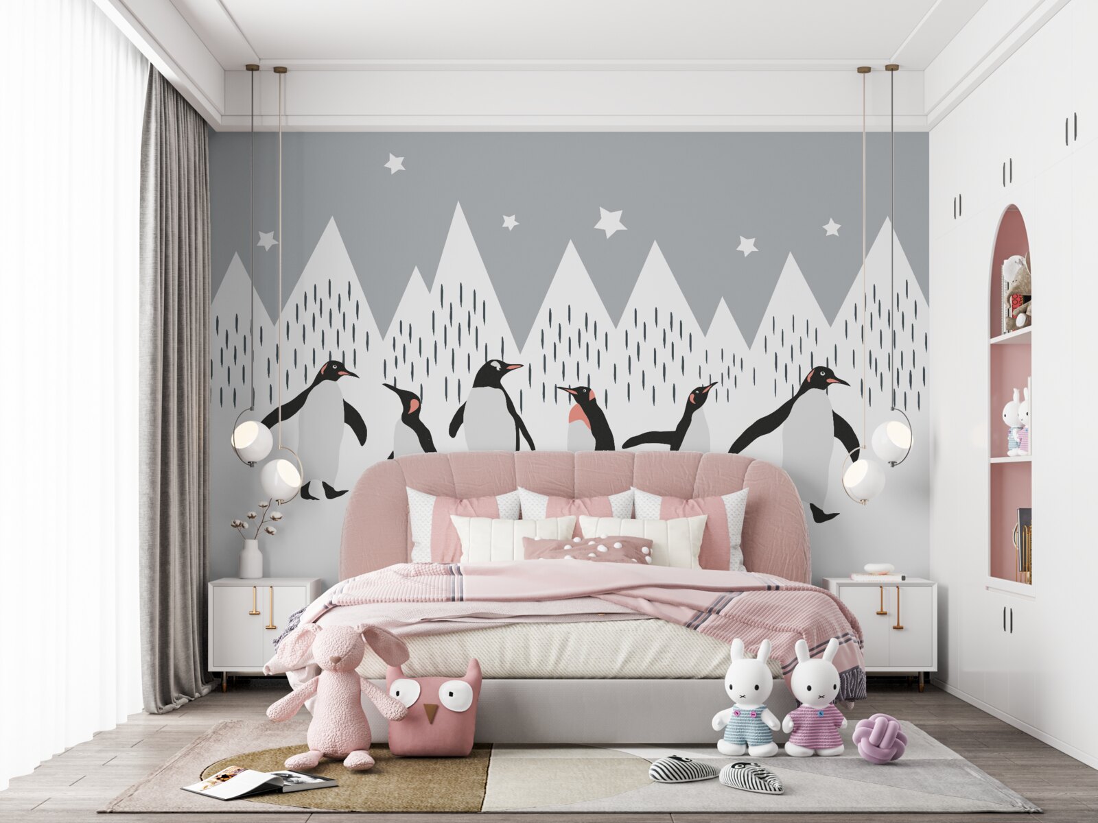 Fotobehang pinguïns gaan wandelen