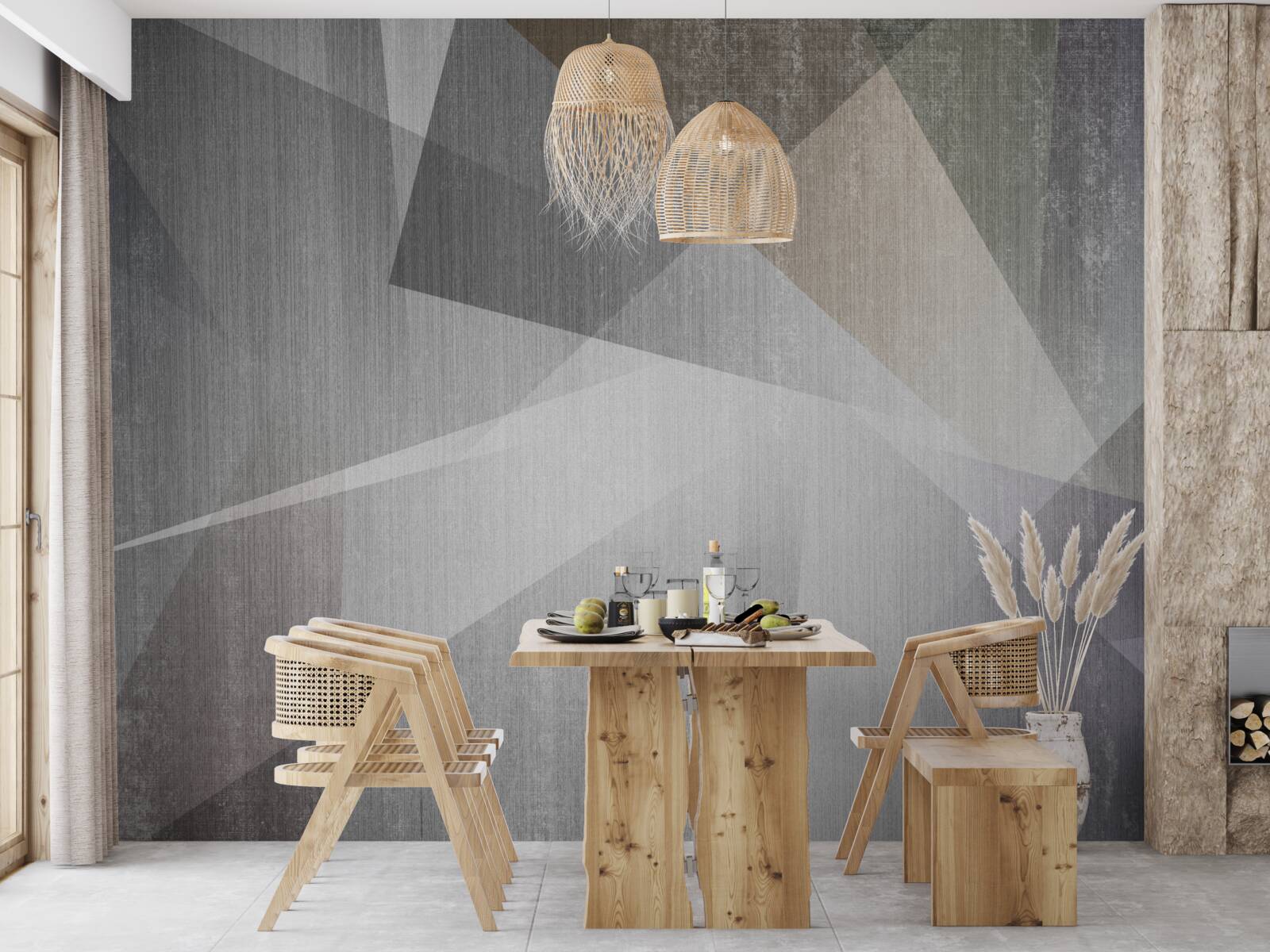 Fotobehang achtergrond met geometrische vormen in een abstracte stijl