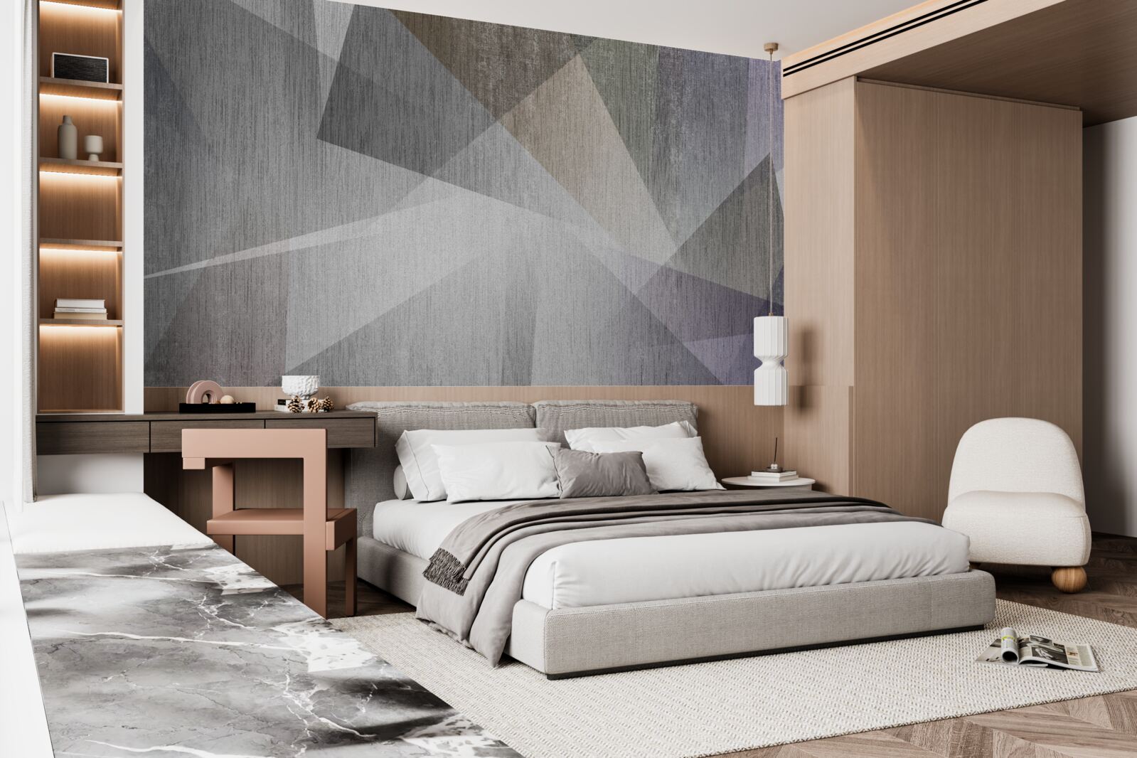 Fotobehang achtergrond met geometrische vormen in een abstracte stijl