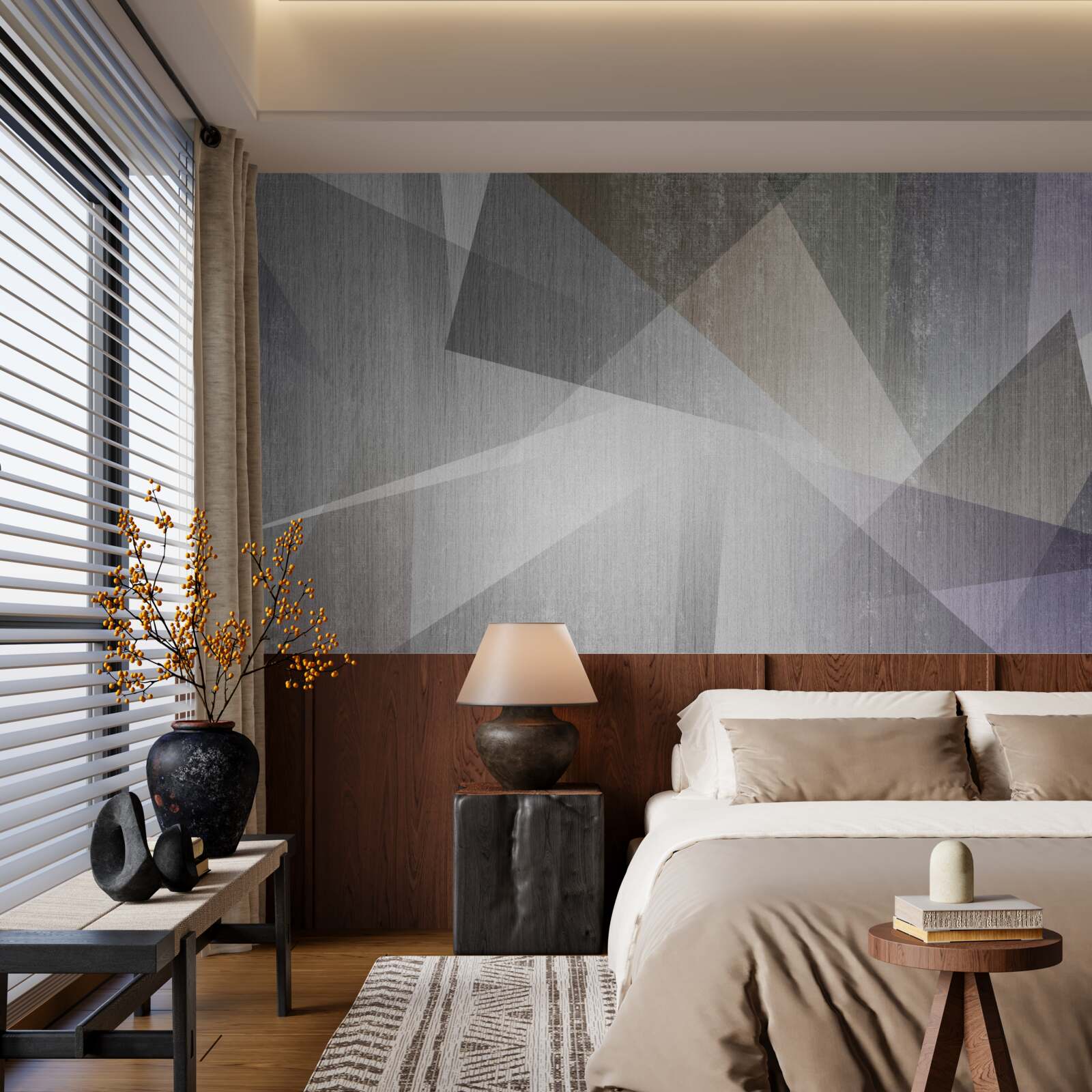 Fotobehang achtergrond met geometrische vormen in een abstracte stijl