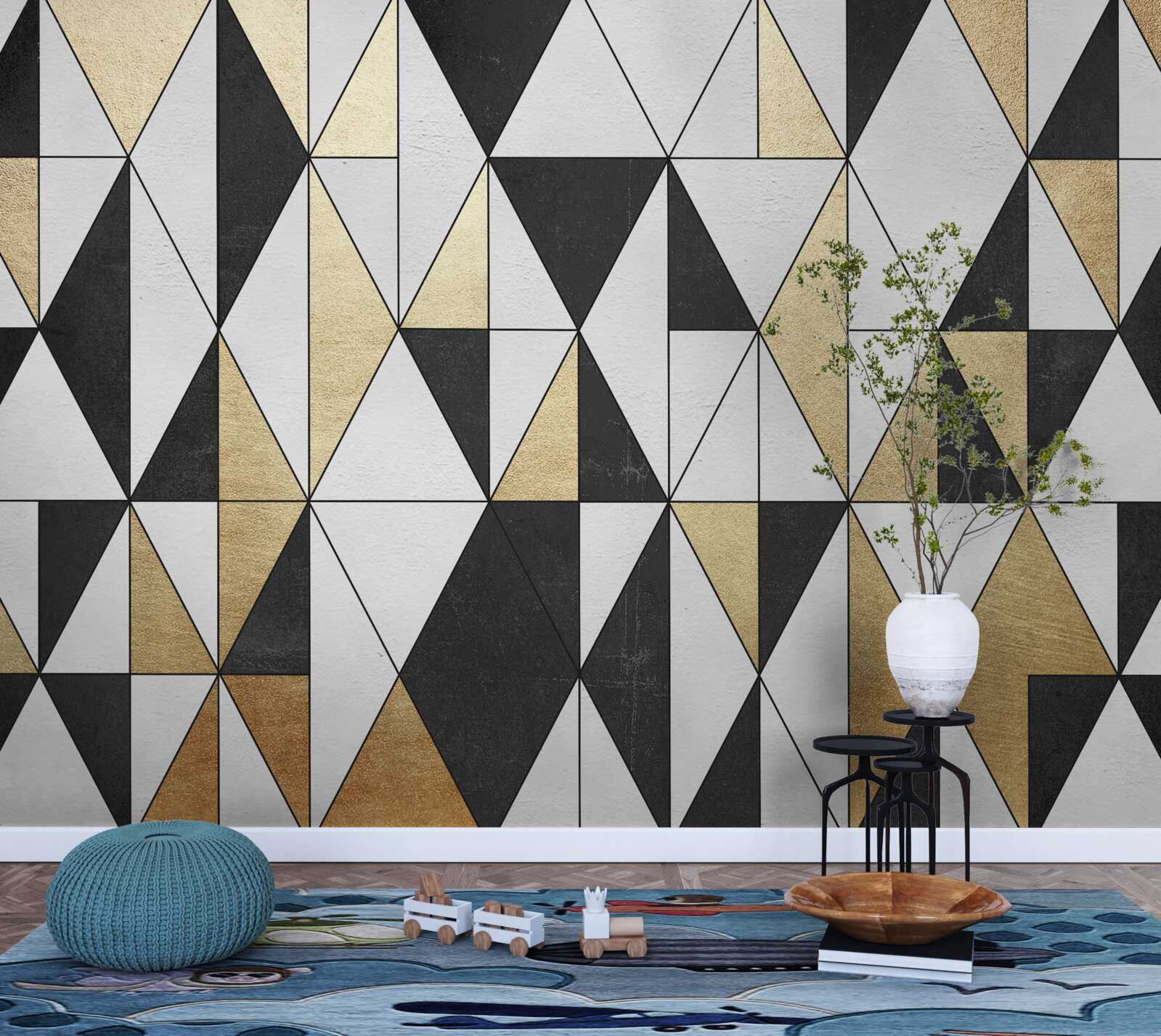 Fotobehang diamanten in zwart, wit en goud