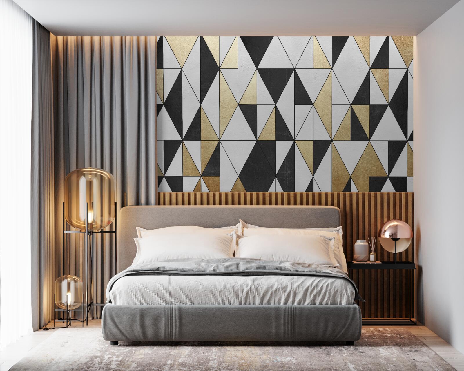 Fotobehang diamanten in zwart, wit en goud