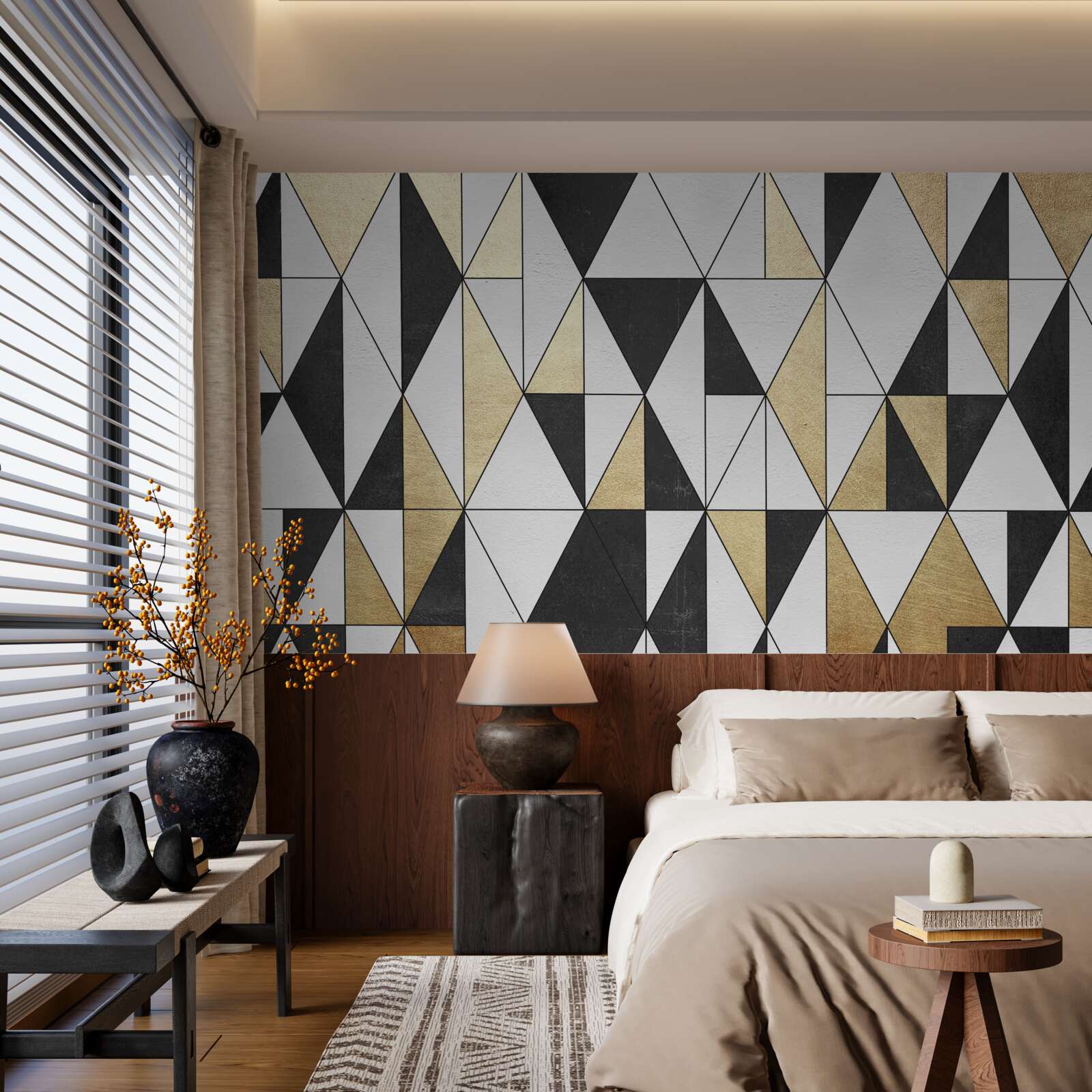 Fotobehang diamanten in zwart, wit en goud