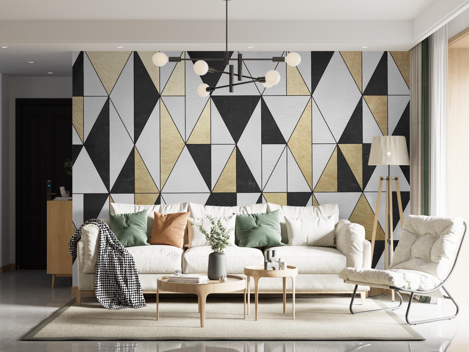 Fotobehang diamanten in zwart, wit en goud