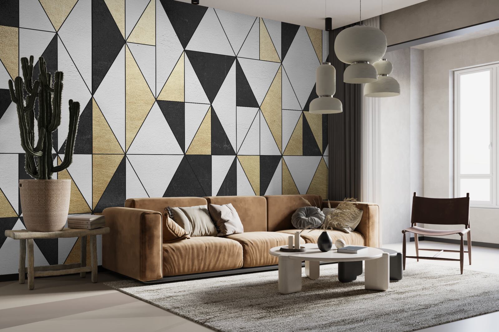 Fotobehang diamanten in zwart, wit en goud