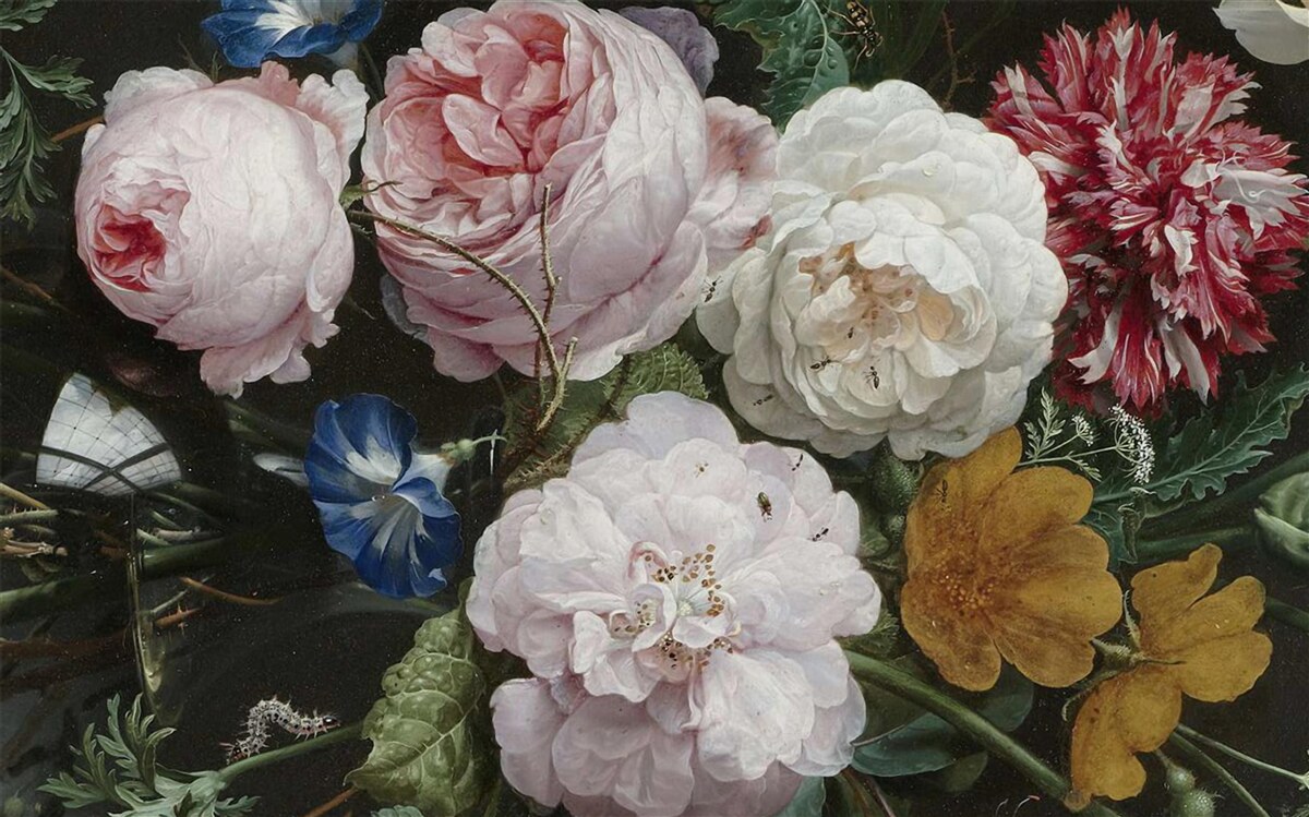 Fotobehang grote pastel bloemen