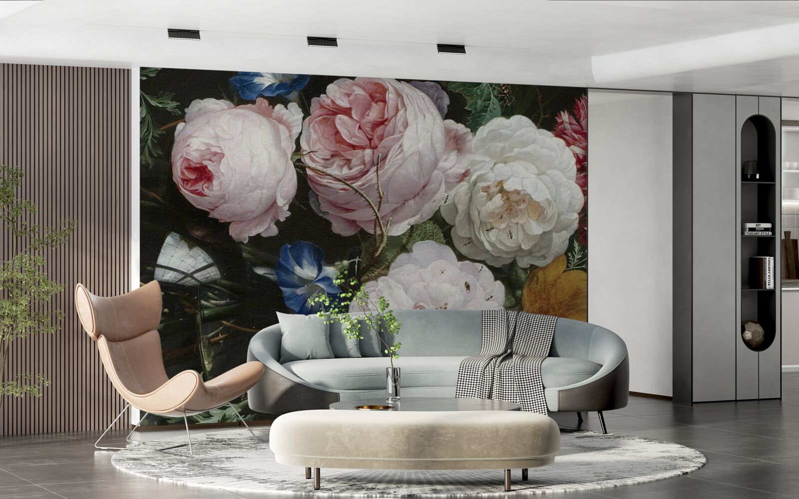 Fotobehang grote pastel bloemen