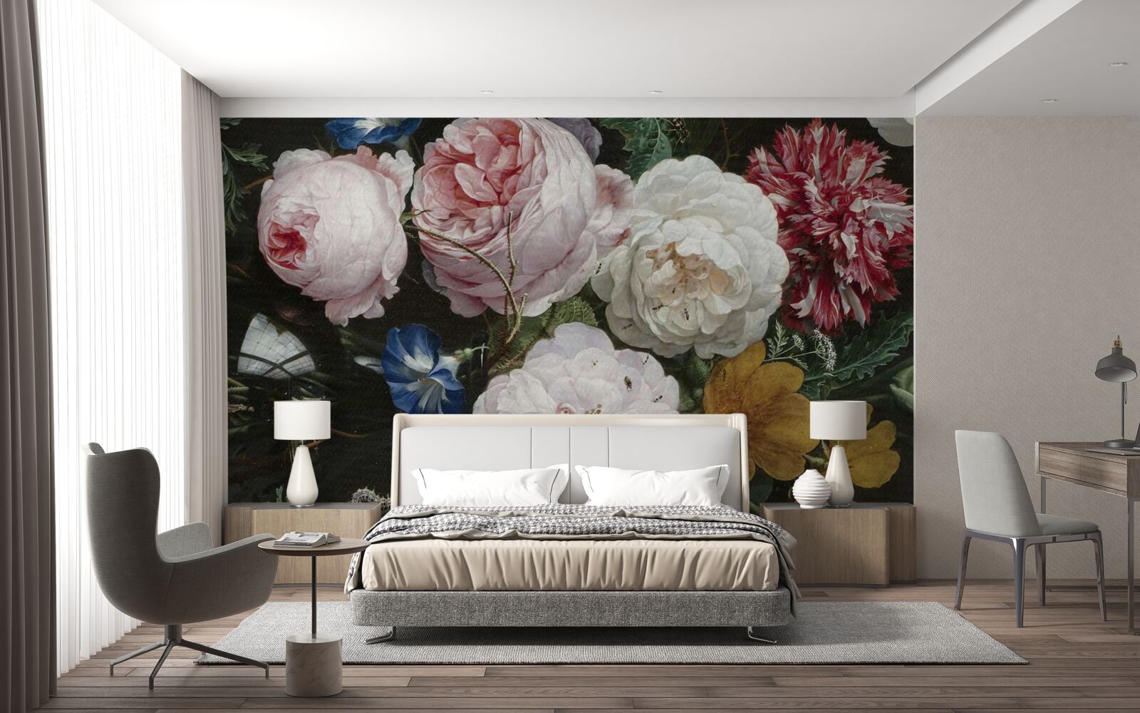 Fotobehang grote pastel bloemen