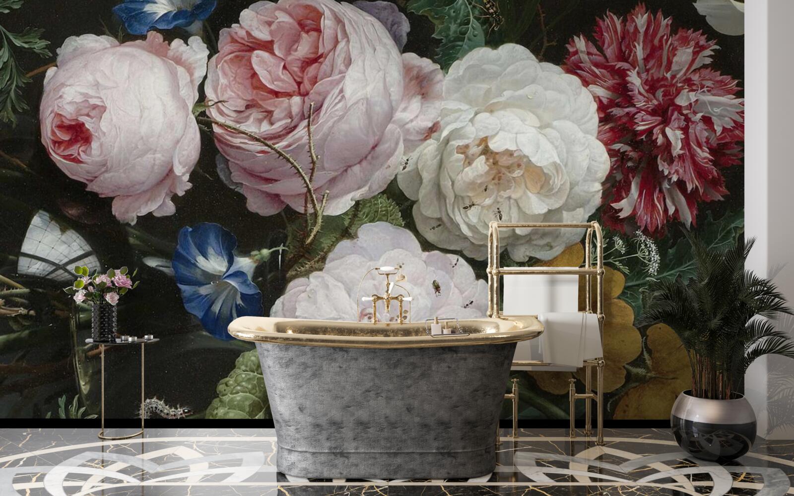 Fotobehang grote pastel bloemen