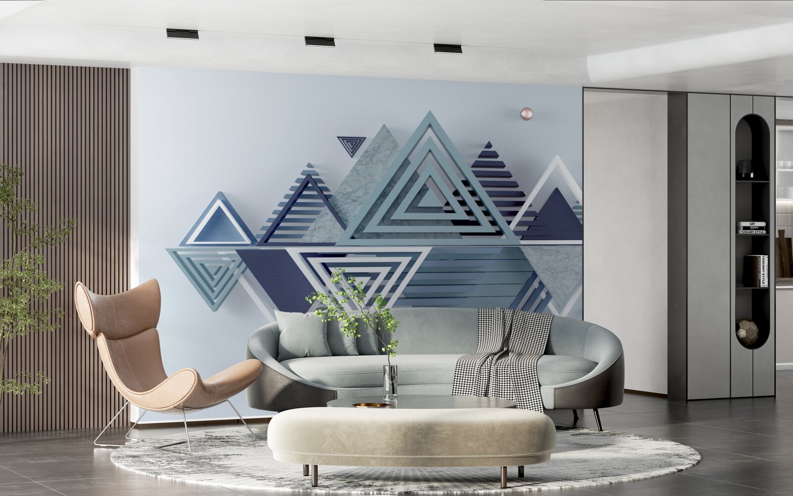 Fotobehang moderne driedimensionale driehoekige vormen