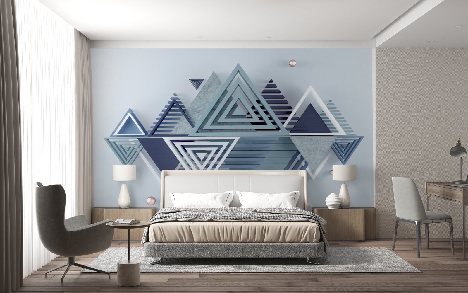 Fotobehang moderne driedimensionale driehoekige vormen