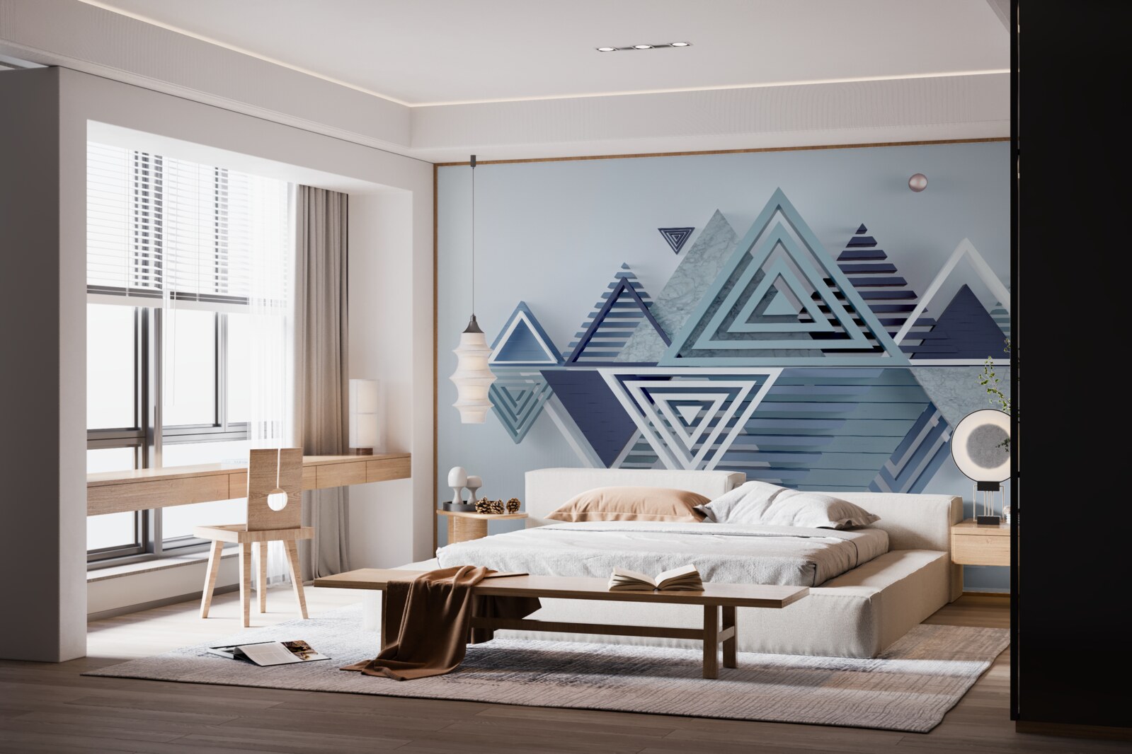 Fotobehang moderne driedimensionale driehoekige vormen