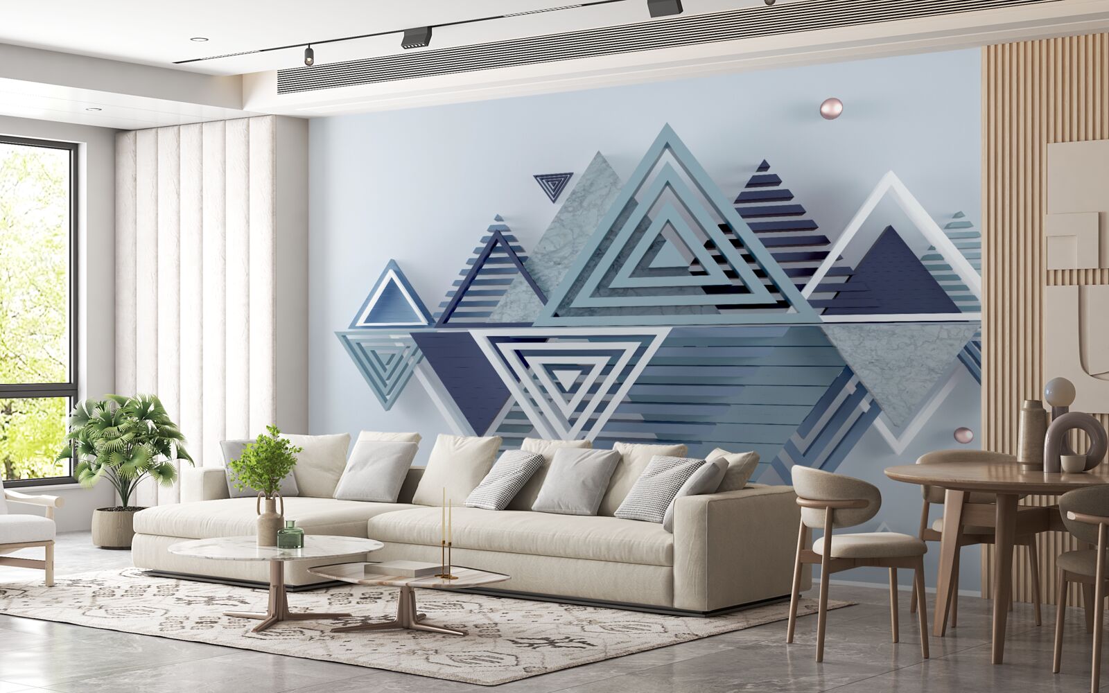 Fotobehang moderne driedimensionale driehoekige vormen