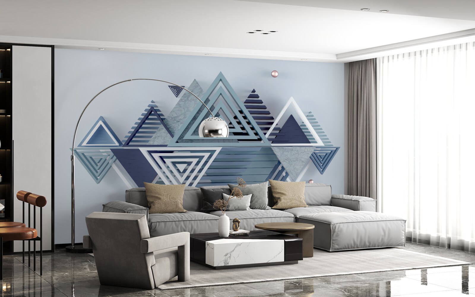 Fotobehang moderne driedimensionale driehoekige vormen