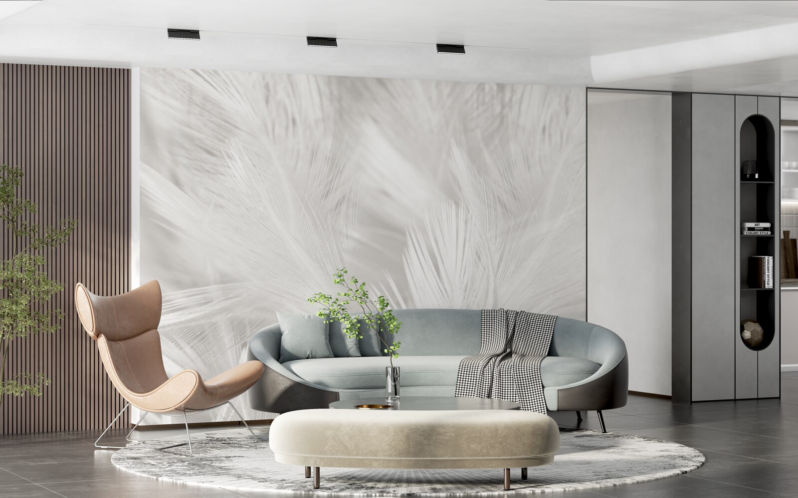 Fotobehang veel witte veren