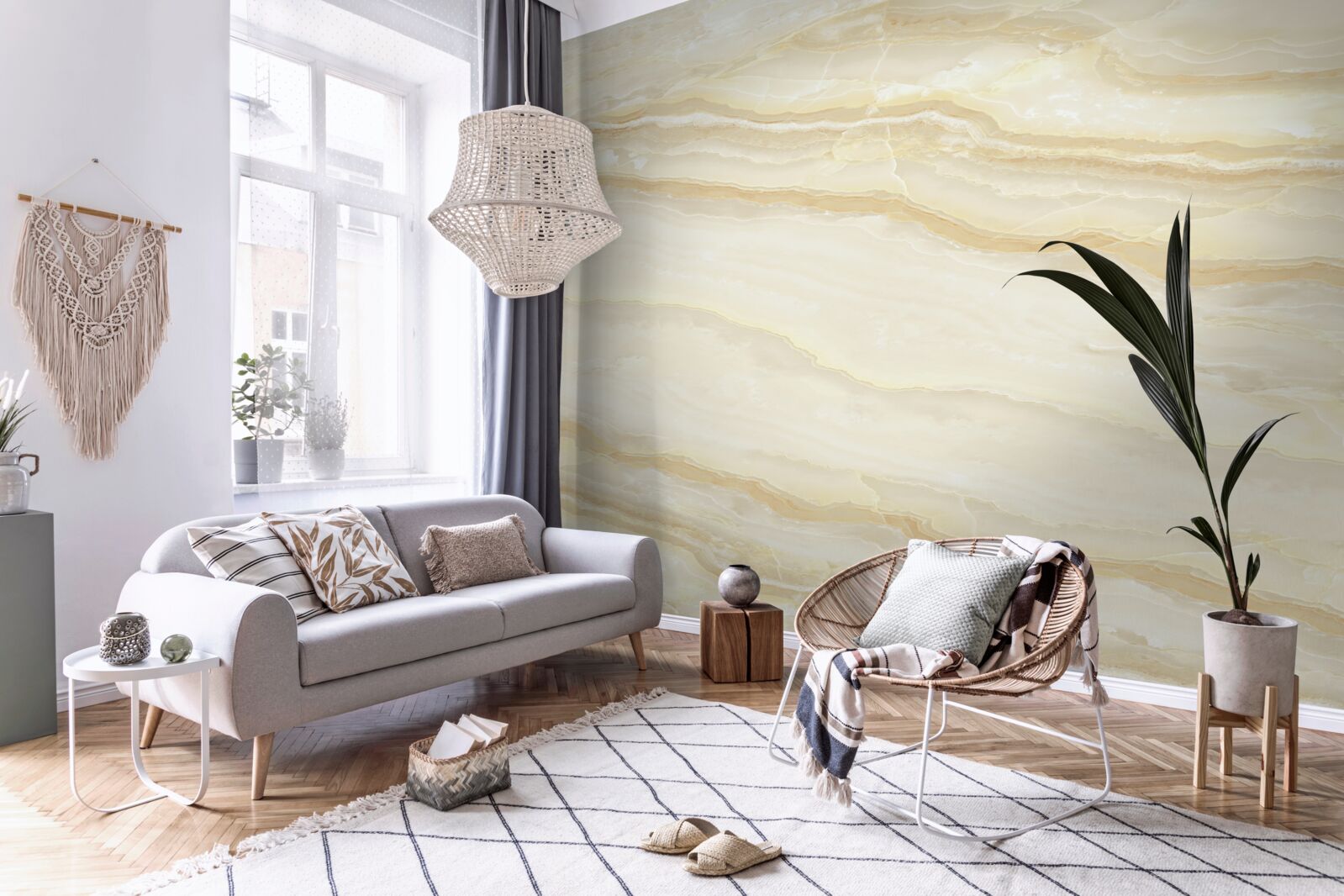 Fotobehang beige porseleinen tegels