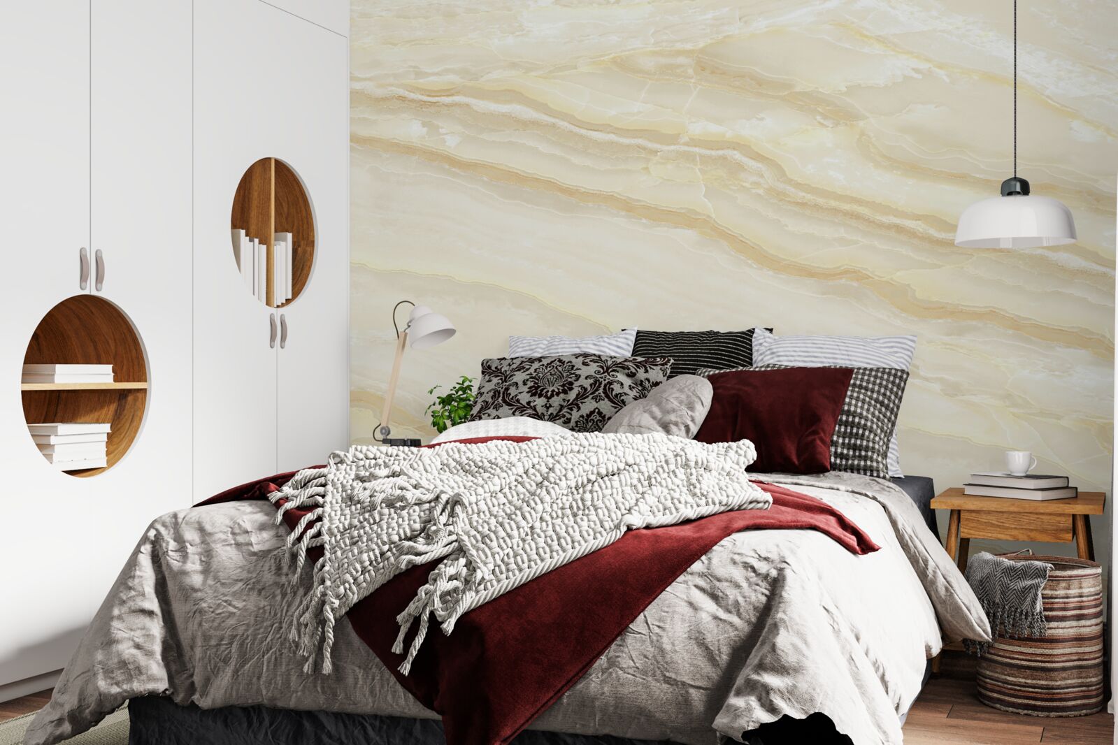 Fotobehang beige porseleinen tegels