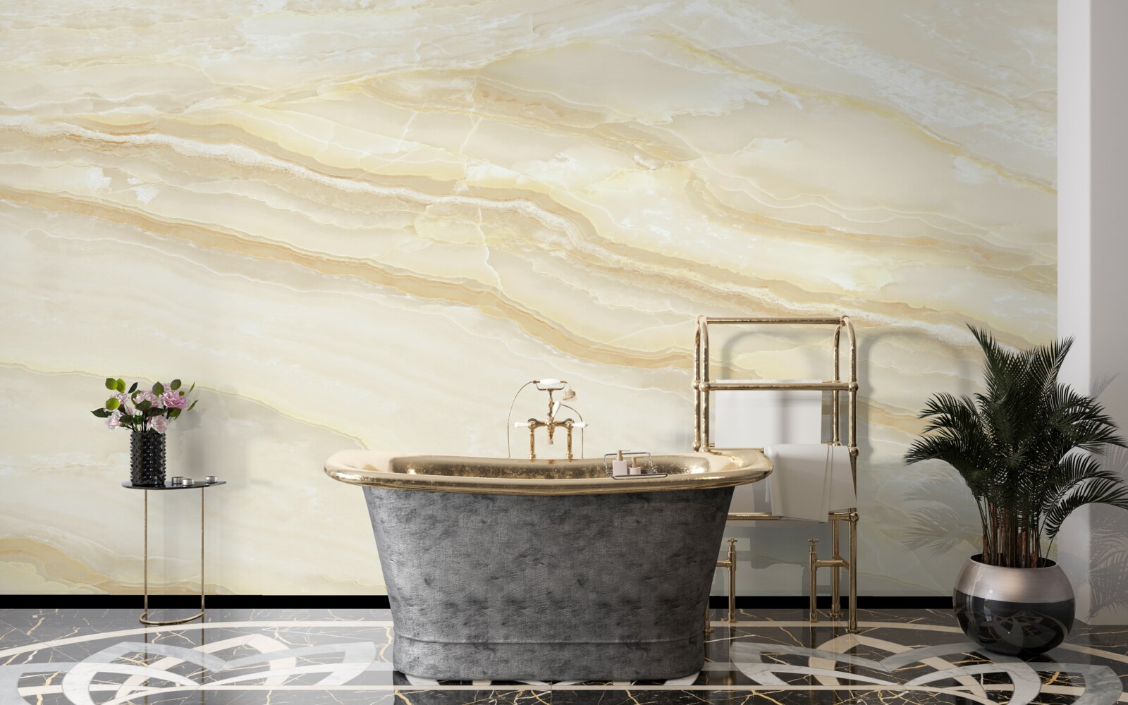 Fotobehang beige porseleinen tegels