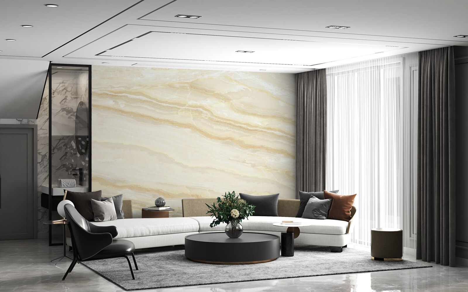 Fotobehang beige porseleinen tegels