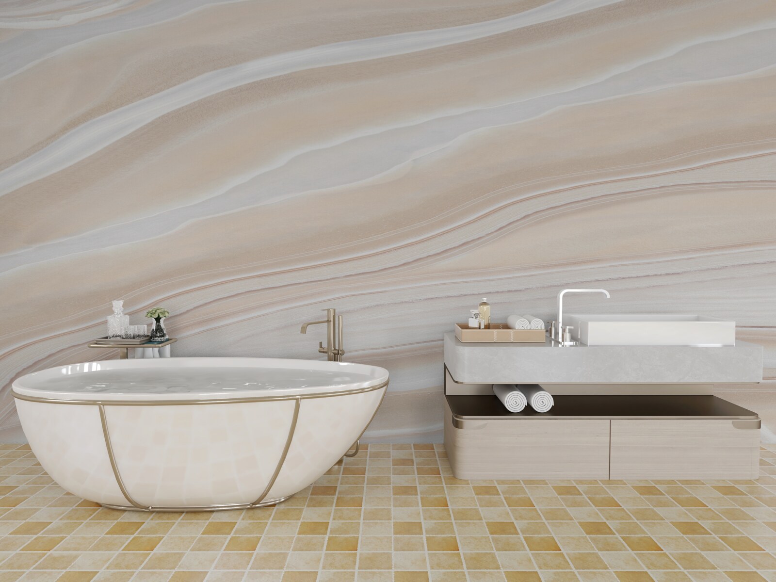 Fotobehang heldere keramische tegels