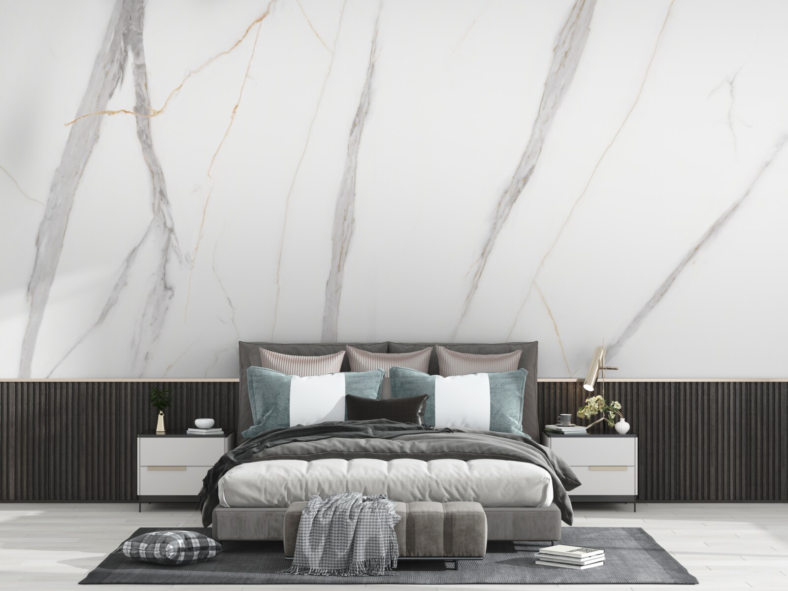 Fotobehang witte achtergrond met grijze strepen