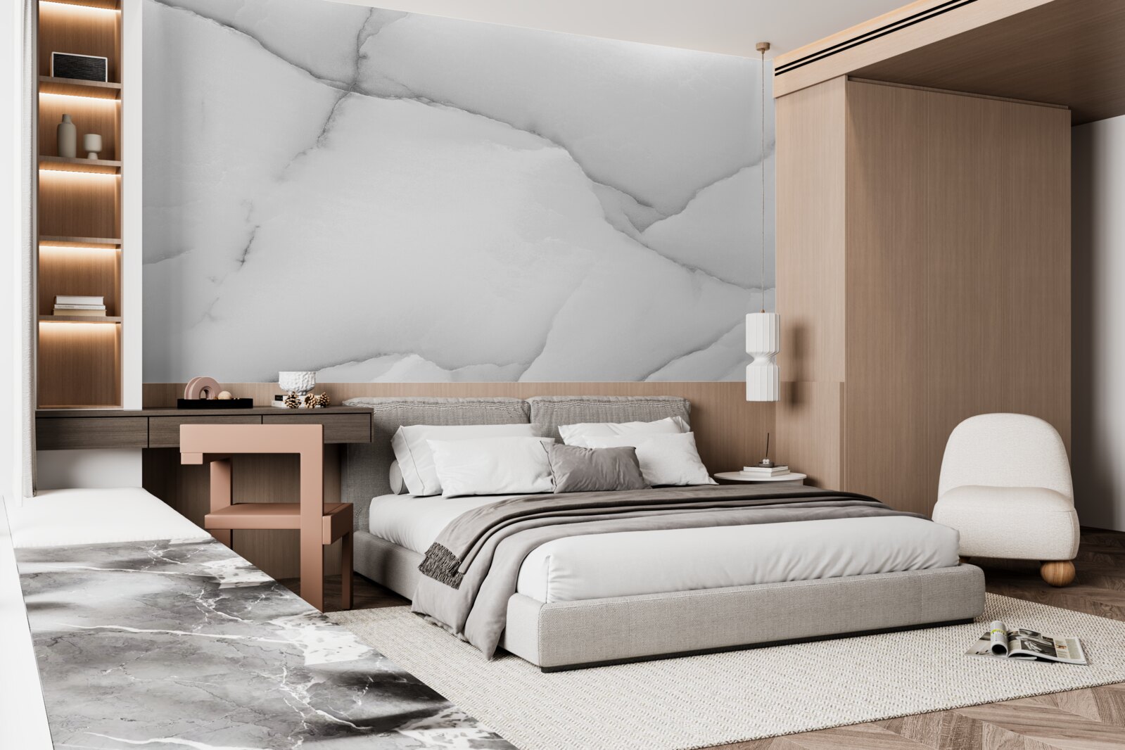 Fotobehang natuurlijk wit marmerpatroon