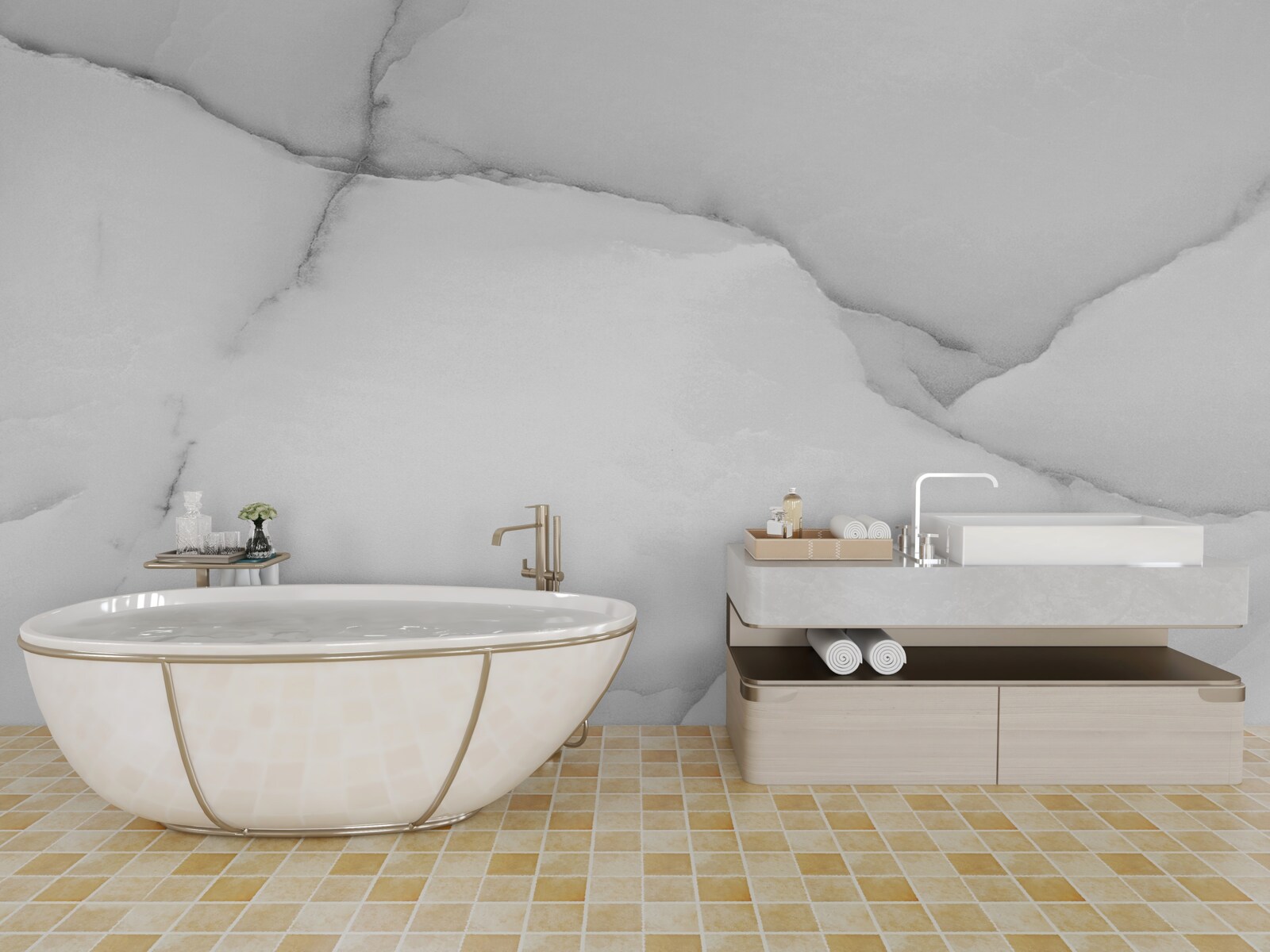 Fotobehang natuurlijk wit marmerpatroon