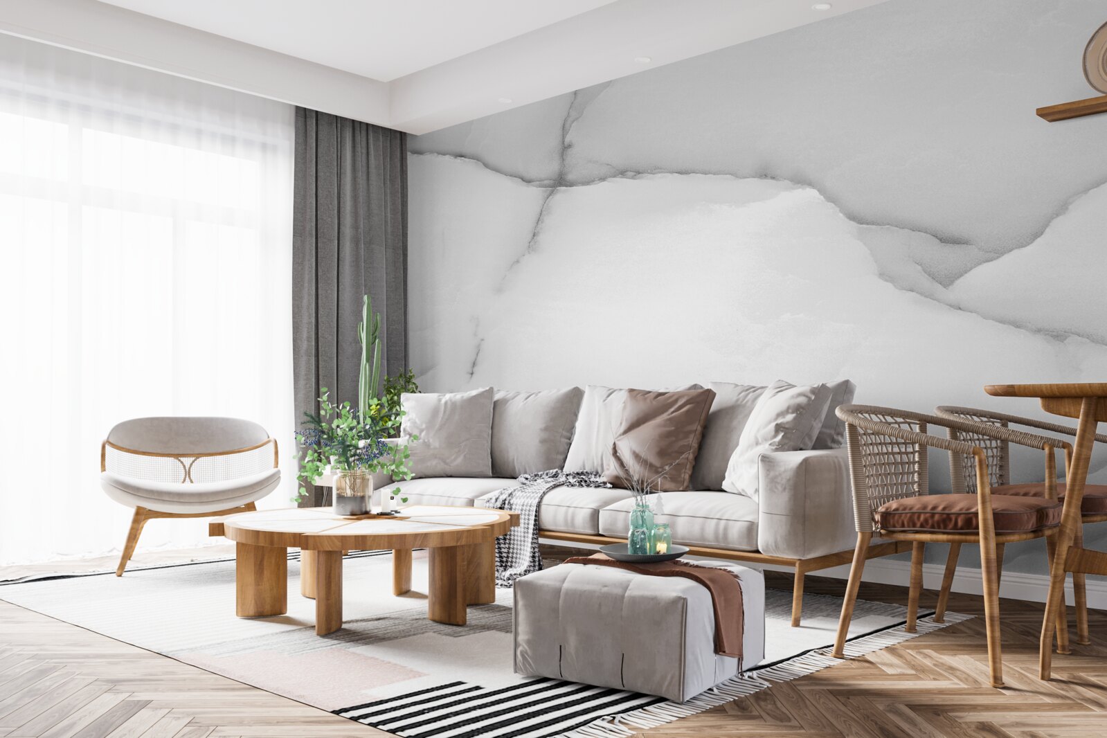 Fotobehang natuurlijk wit marmerpatroon