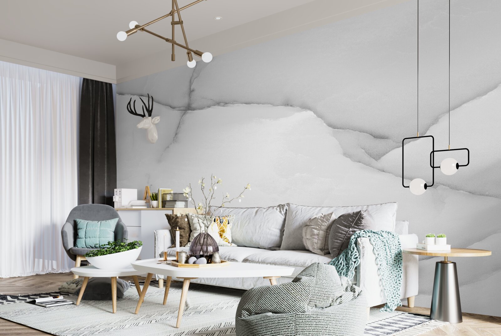 Fotobehang natuurlijk wit marmerpatroon