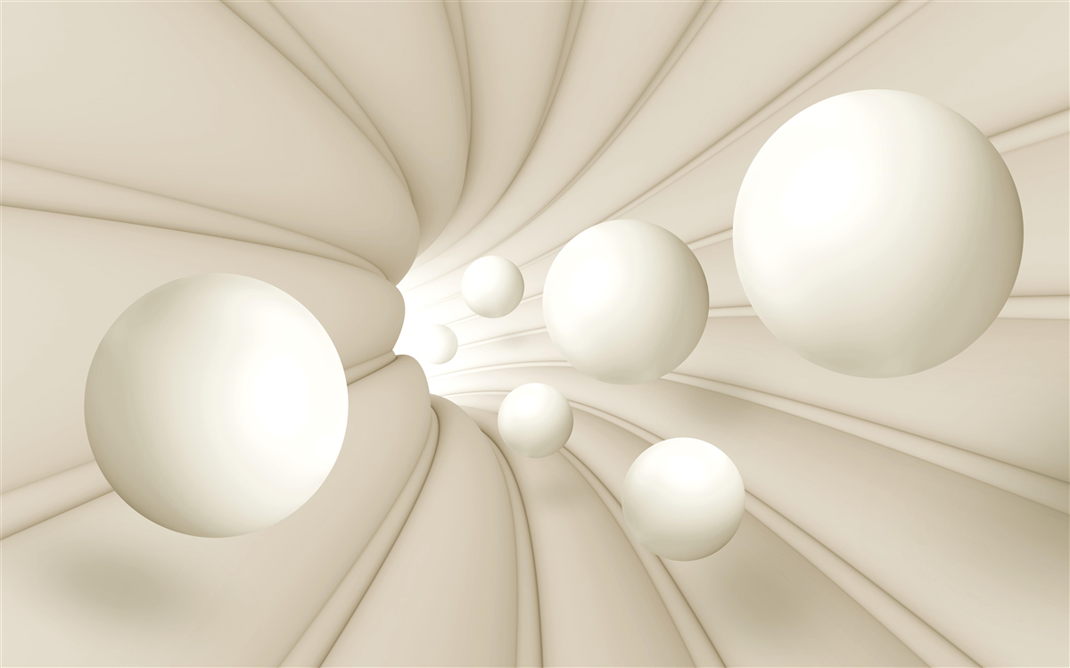 Fotobehang witte ballen van verschillende grootte en vorm