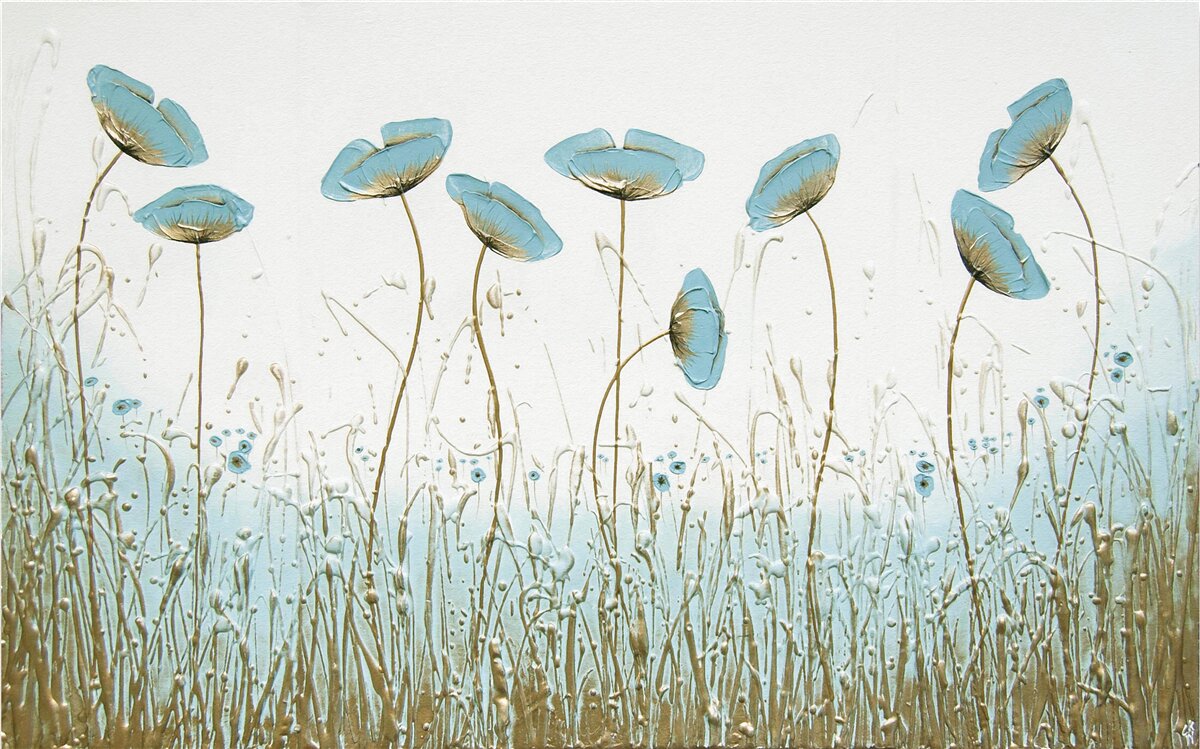 Fotobehang blauwe bloemen op sierlijke stelen