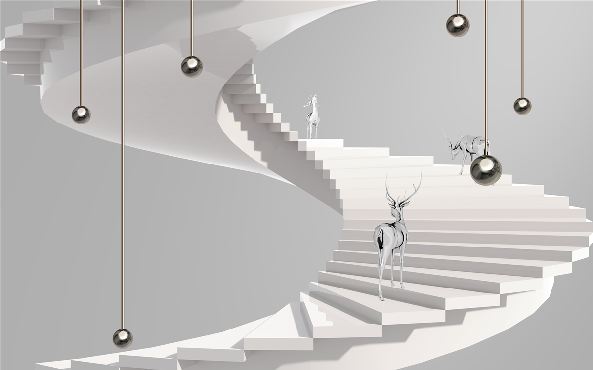 Fotobehang herten op de wenteltrap