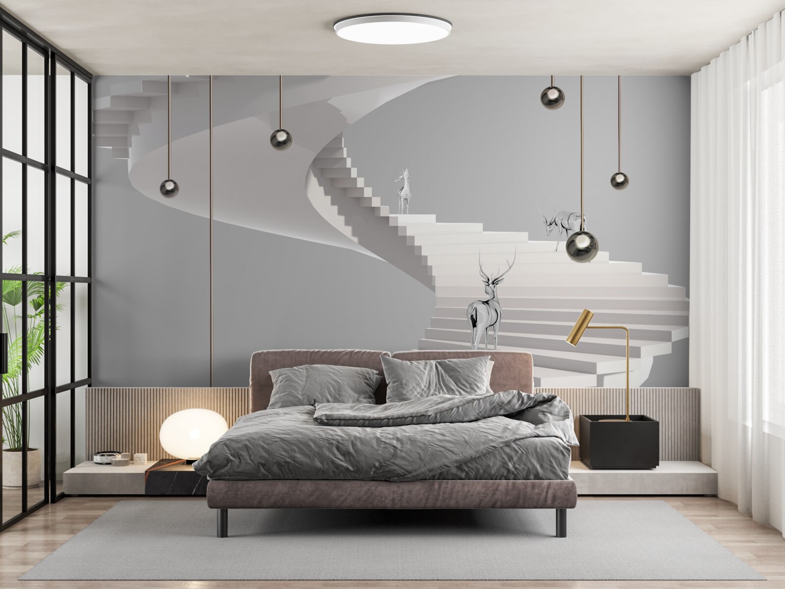 Fotobehang herten op de wenteltrap