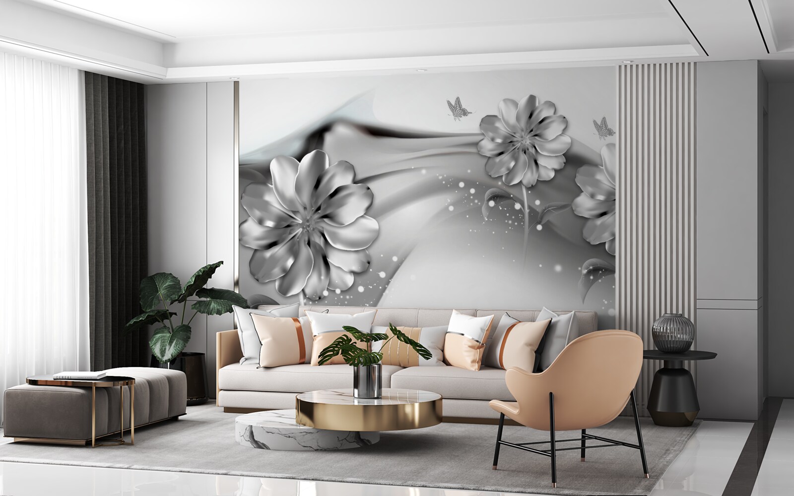 Fotobehang Aangepaste schaduwcontouren