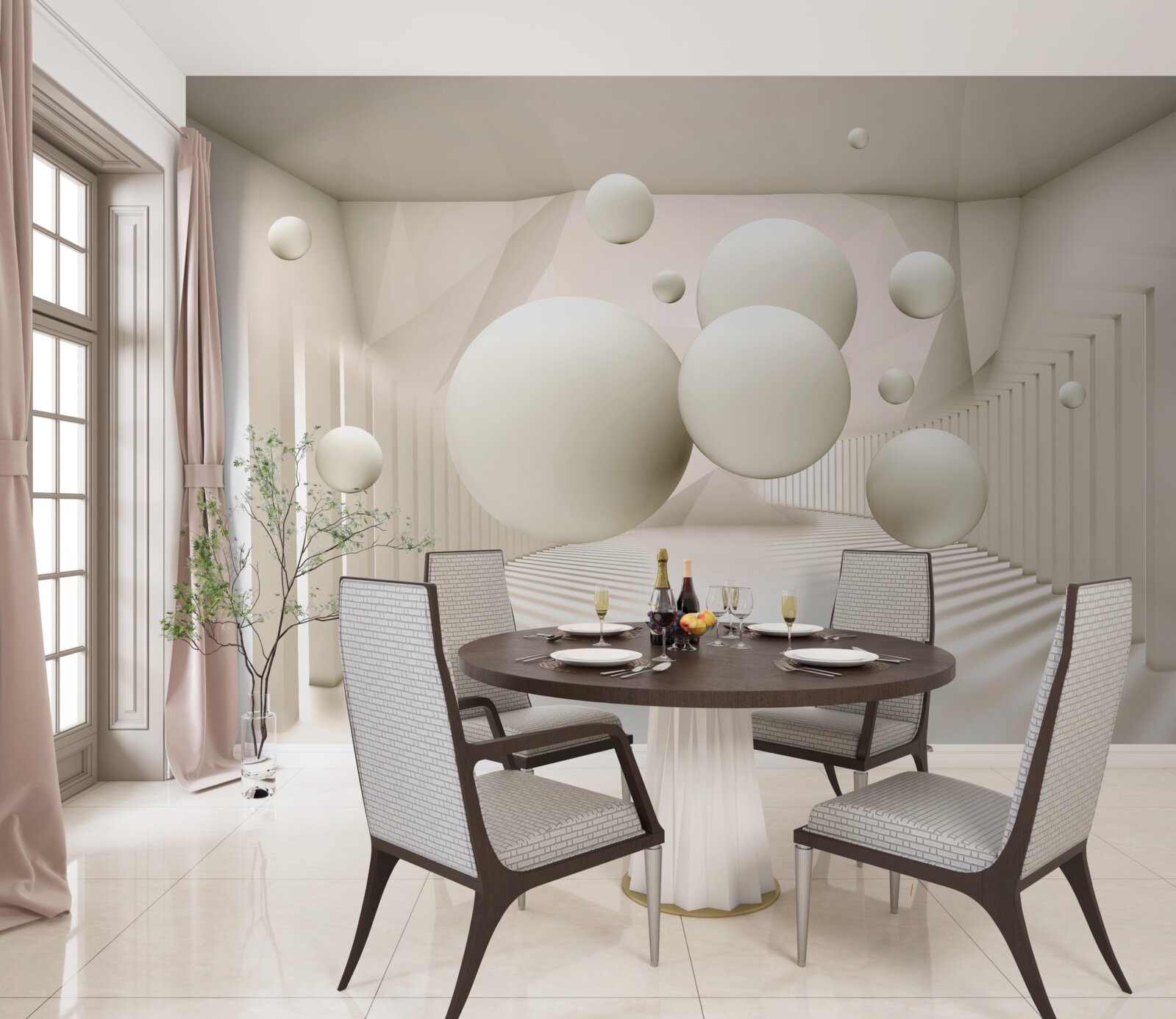 Fotobehang sneeuwwitte zwevende wielen