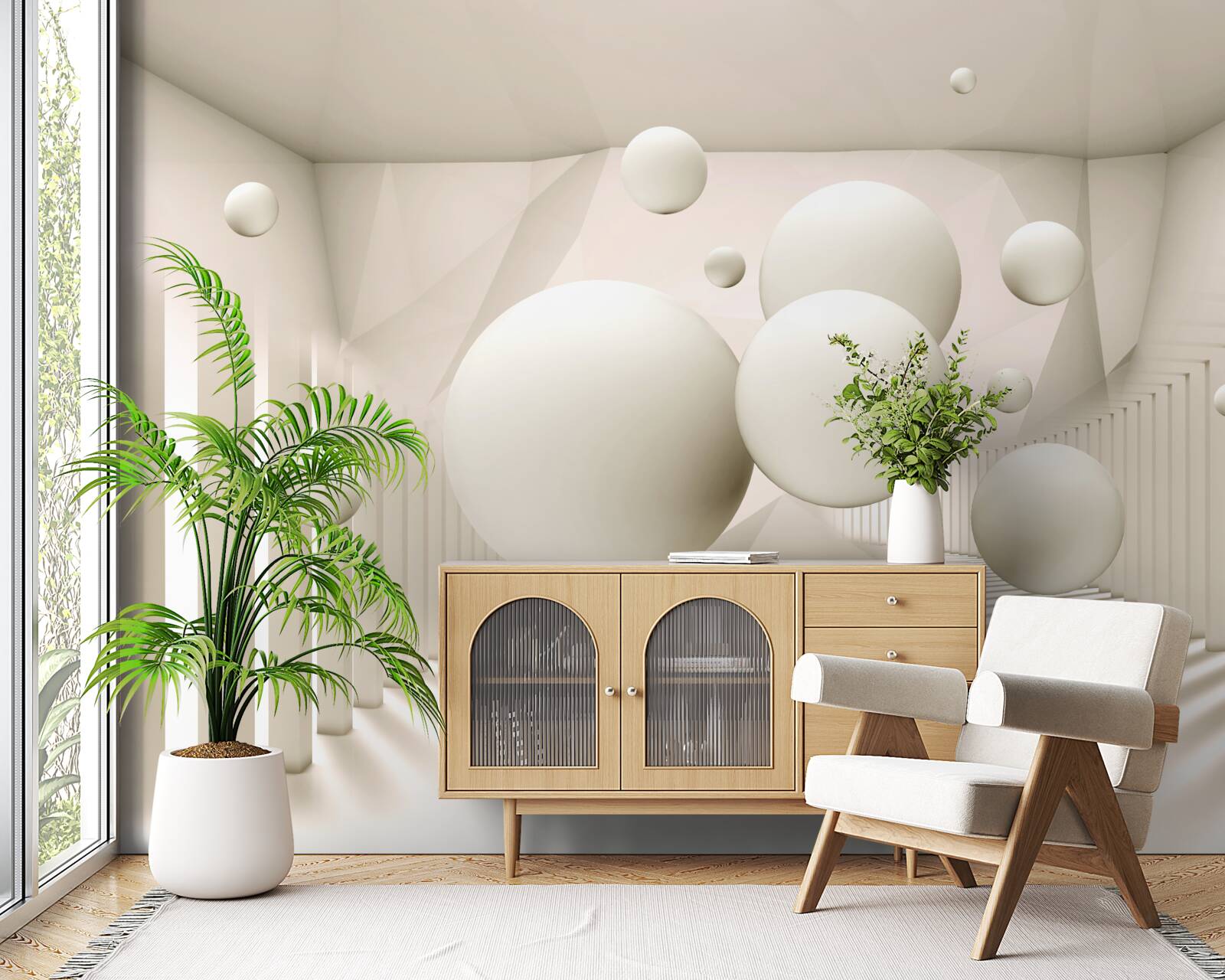 Fotobehang sneeuwwitte zwevende wielen