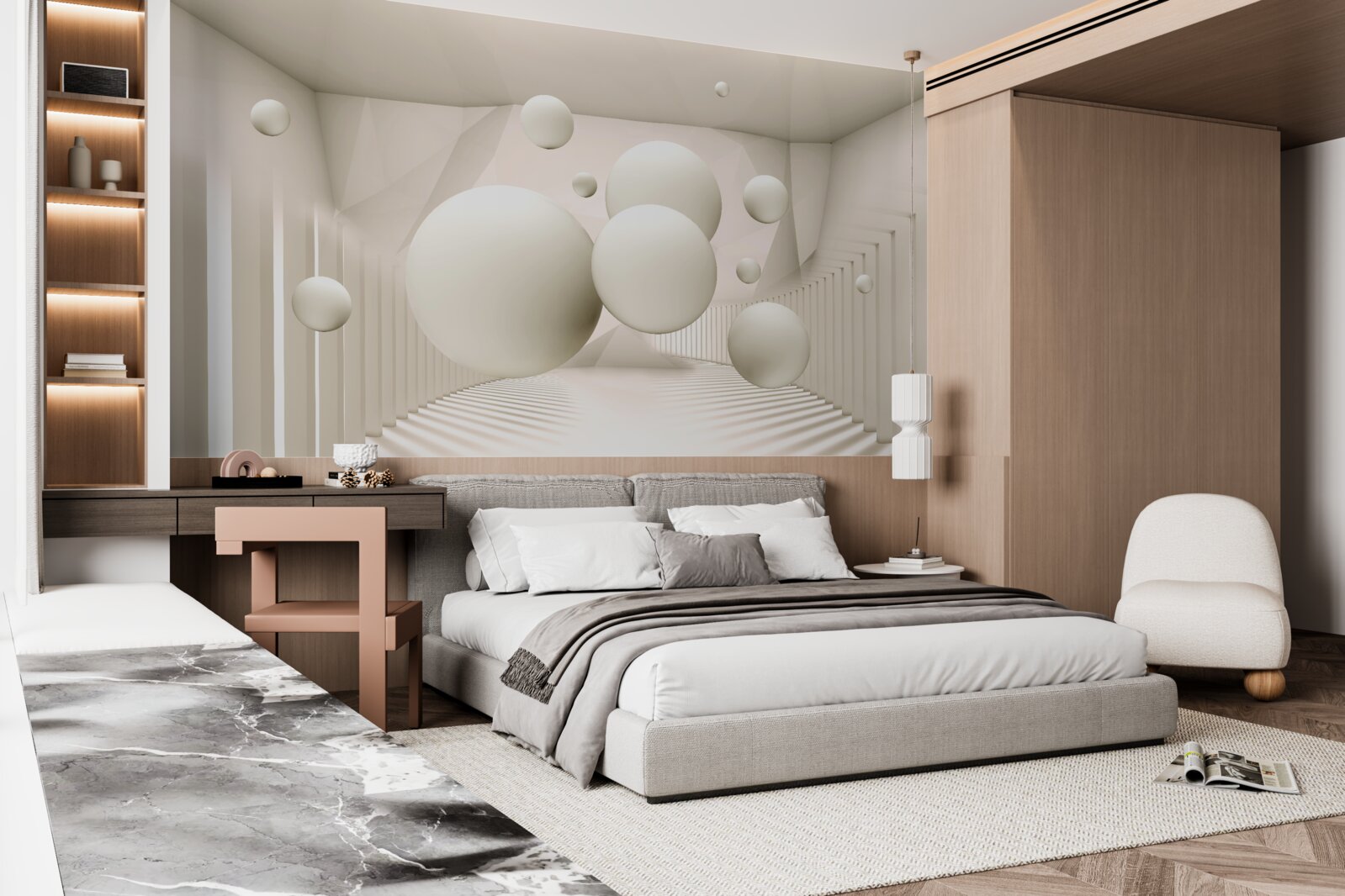 Fotobehang sneeuwwitte zwevende wielen