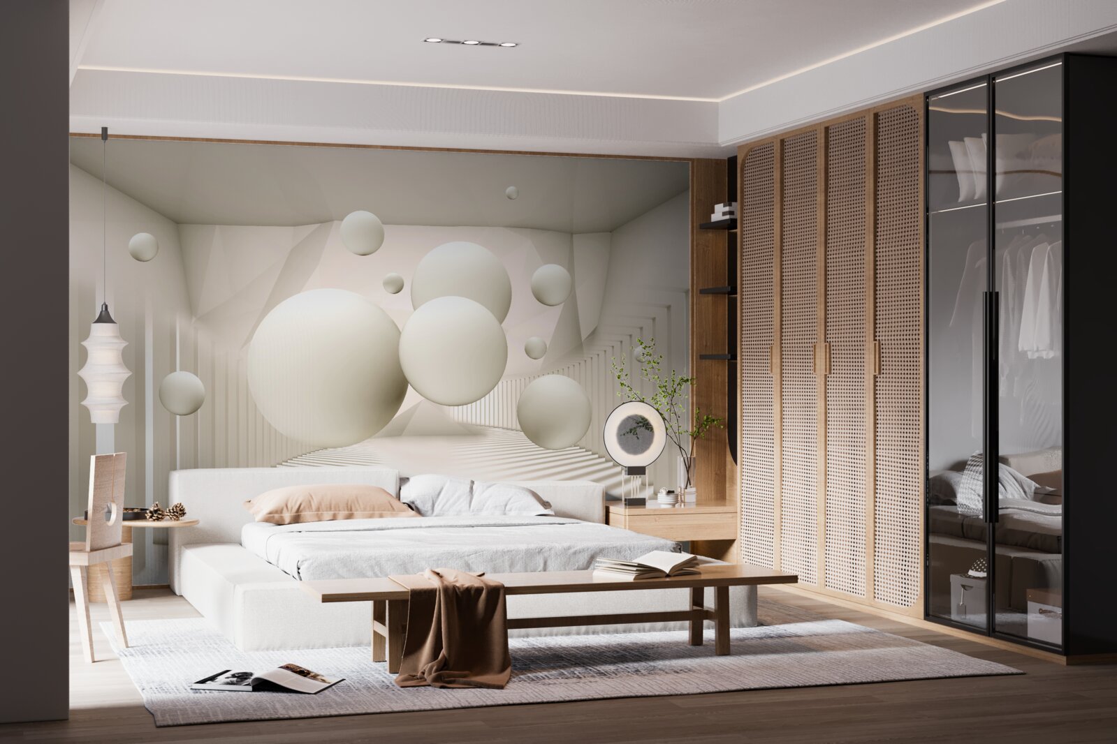 Fotobehang sneeuwwitte zwevende wielen