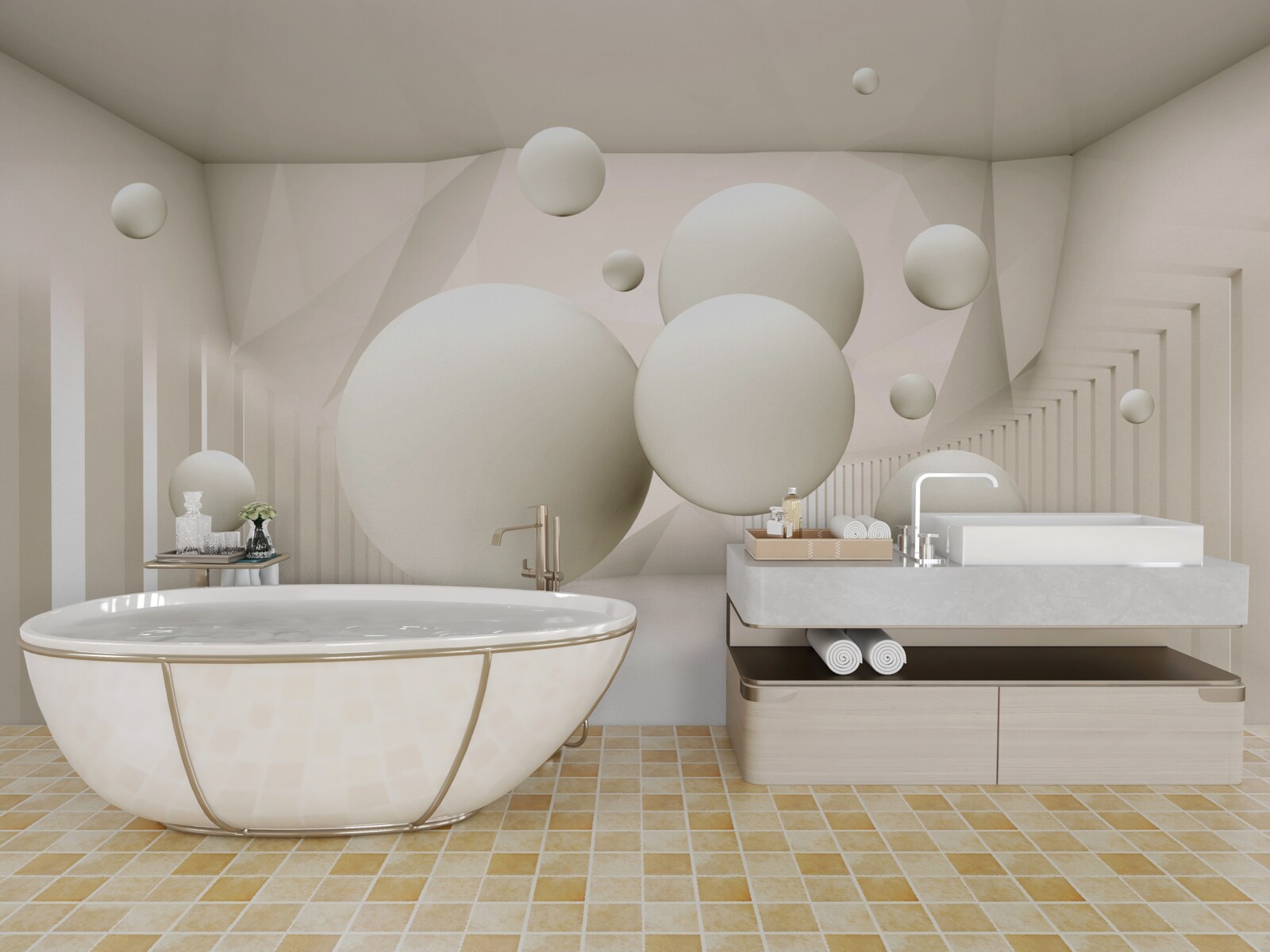 Fotobehang sneeuwwitte zwevende wielen