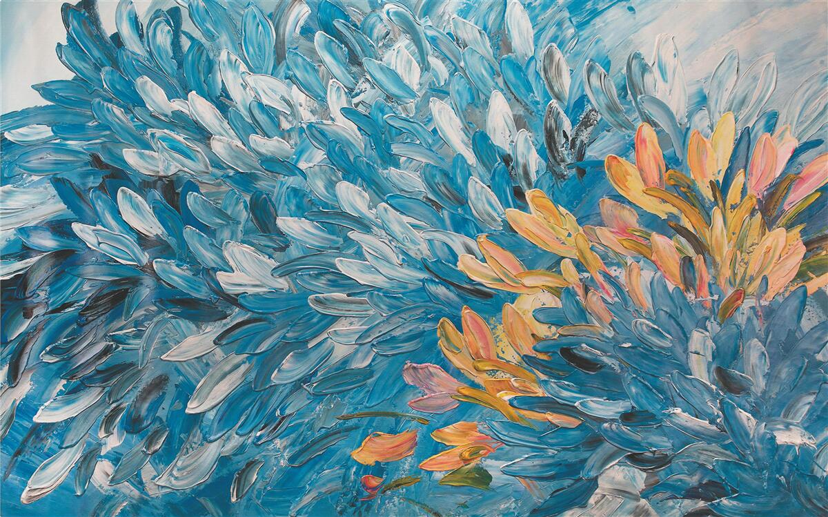 Fotobehang blauw-oranje beeld