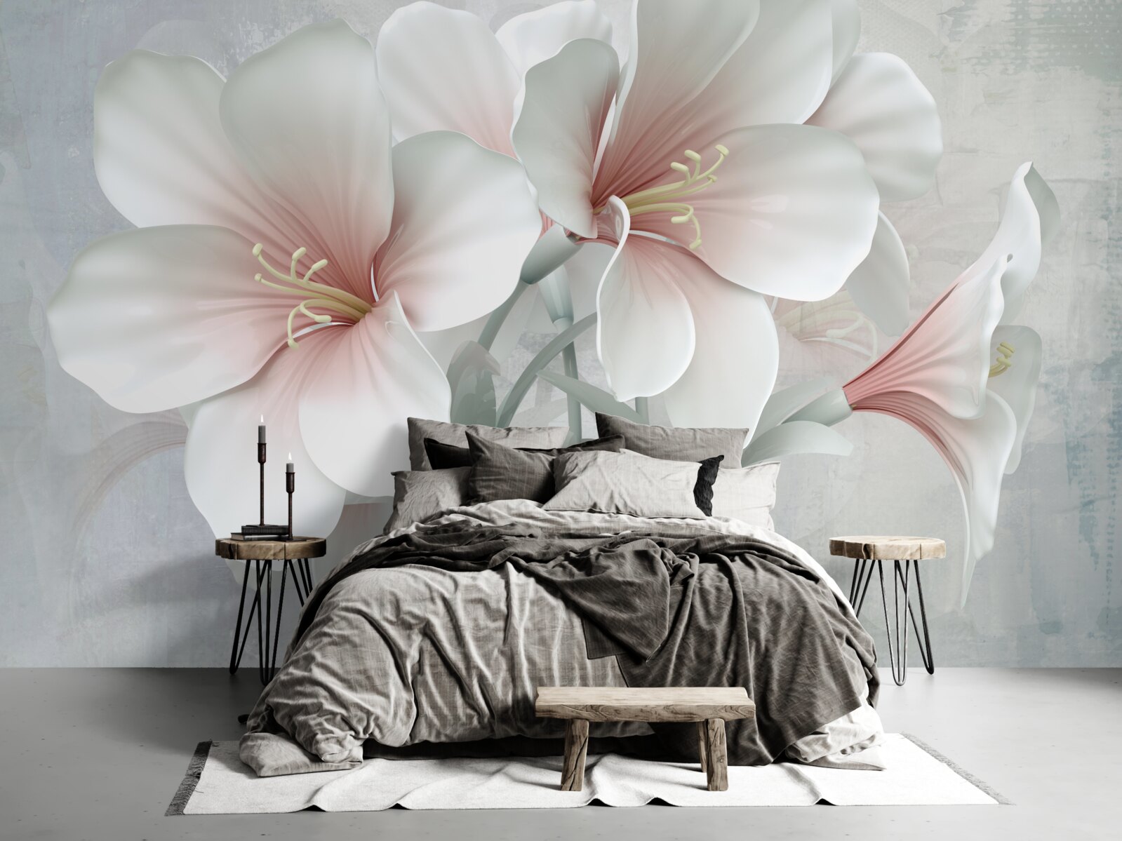 Fotobehang geurige compositie van delicate lelies