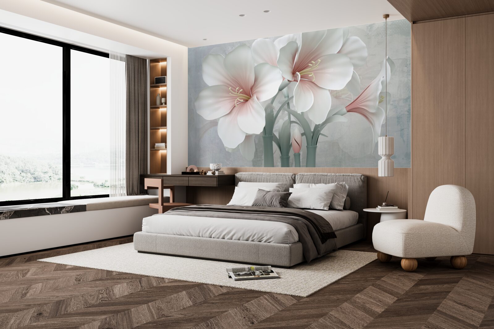 Fotobehang geurige compositie van delicate lelies