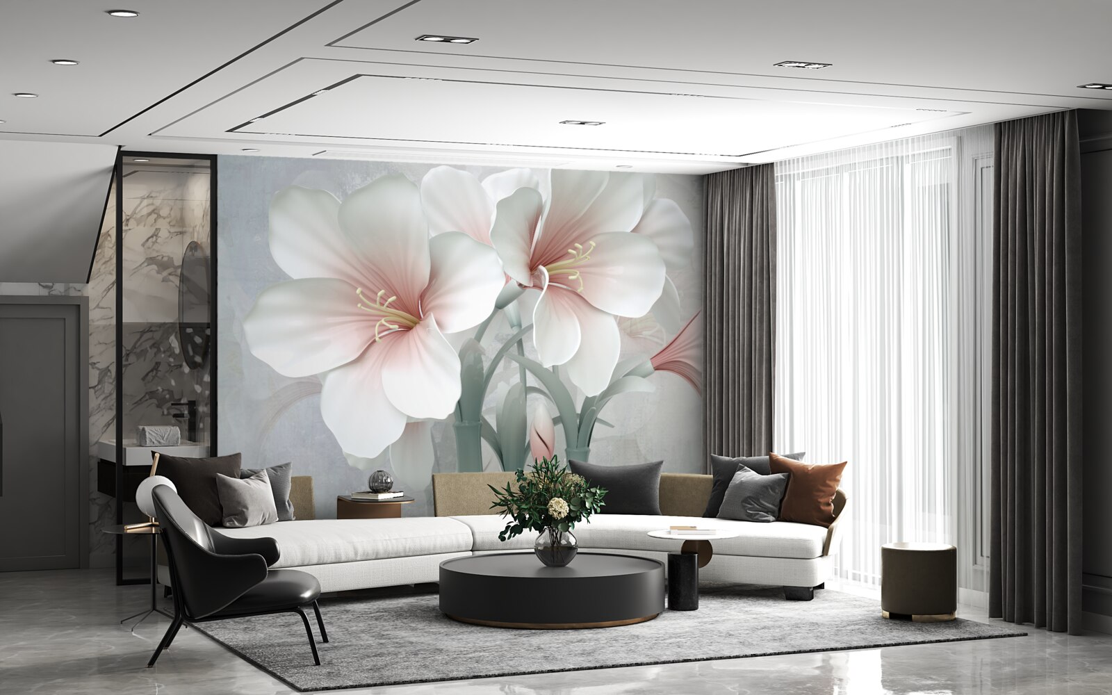 Fotobehang geurige compositie van delicate lelies