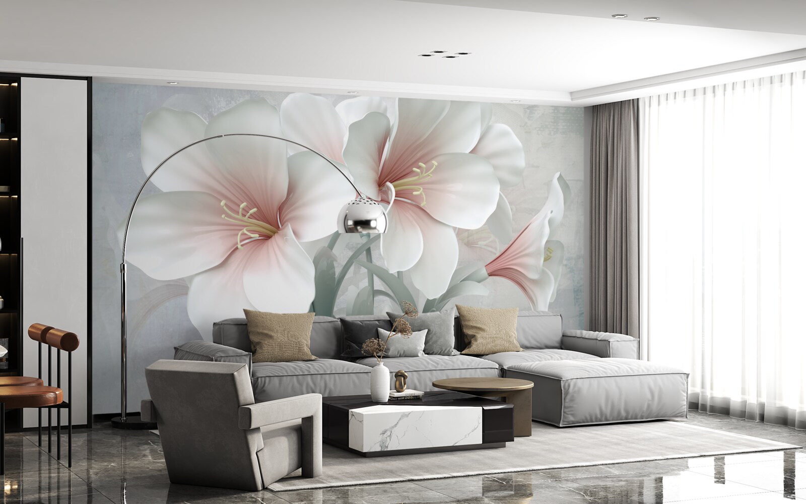 Fotobehang geurige compositie van delicate lelies