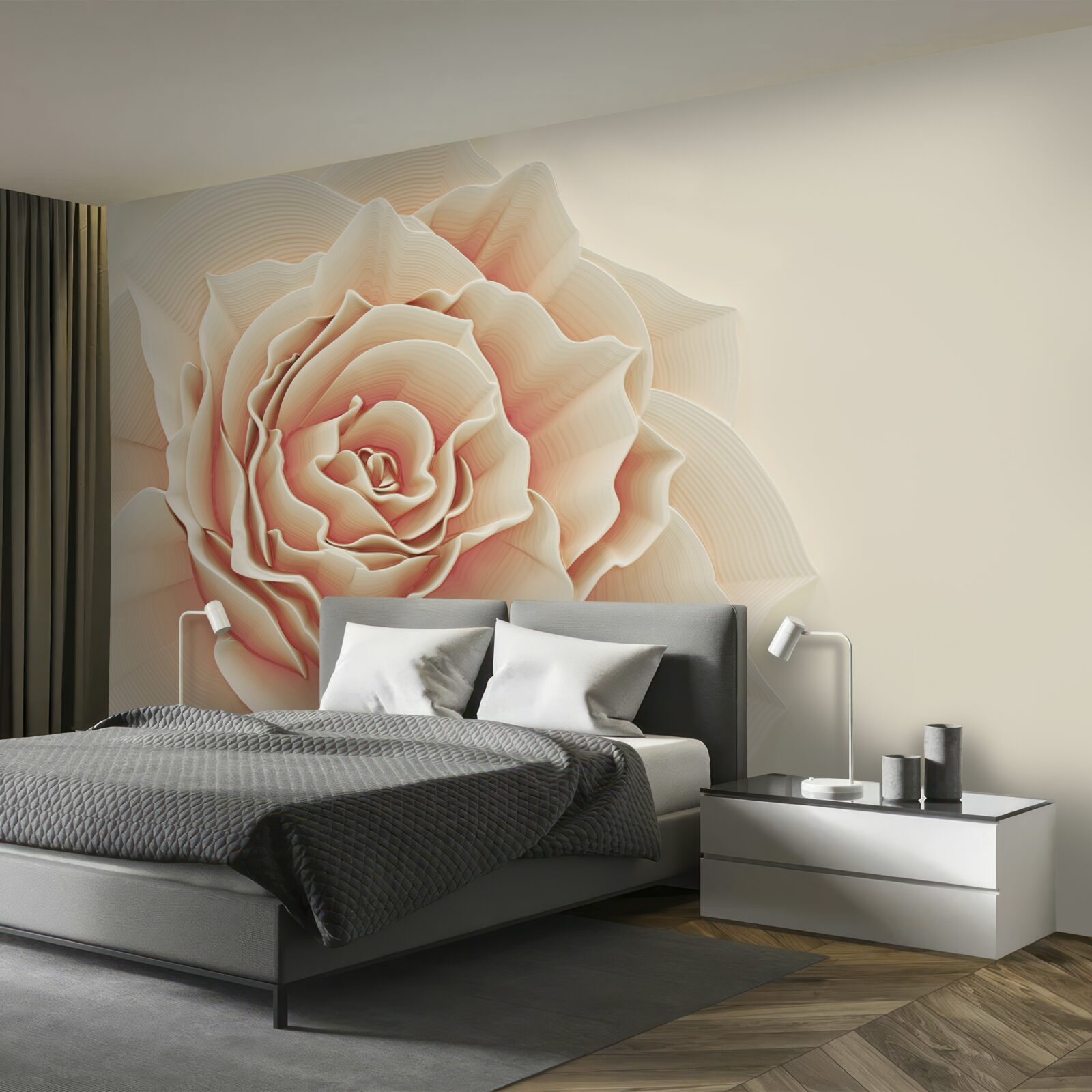 Fotobehang grote crème roos